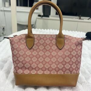 Y2K Nine West Mini Pink and Tan Geometric Pattern Handbag